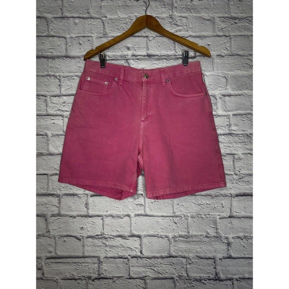 TOPSHOP‎ High Waisted Pink Denim Mom Shorts Women’s Size 10 - Picture 1 of 11